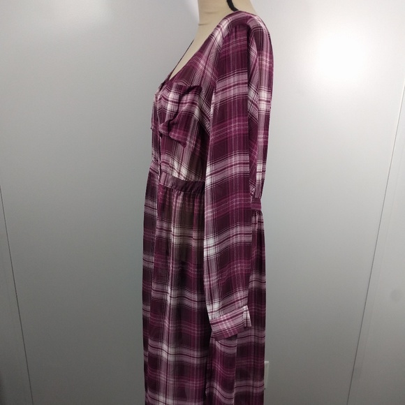 Torrid Dress Plaid Button Up Sheer 2X - Picture 6 of 8